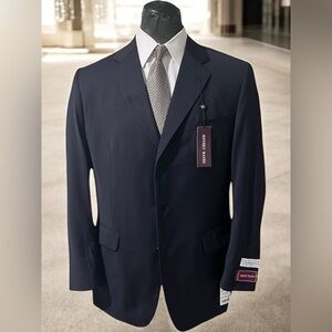 Jeffrey Banks Athletic Fit, Elegant Men's Navy Suit Jacket Stunning 100% Wool.